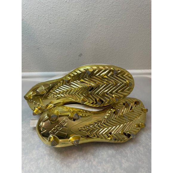 Adidas White & Gold Metallic Adizero Football Cleats GX5122